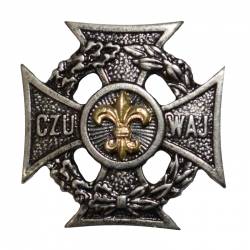Krzyż harcerski nabijany złota lilijka